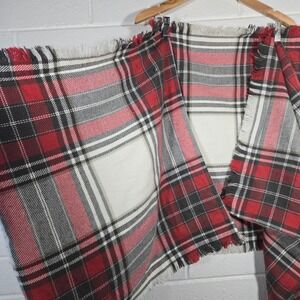 Set of 3 Pottery Barn Hamiliton Plaid Pillow Covers Fringed 21x20 Cabin Rustic